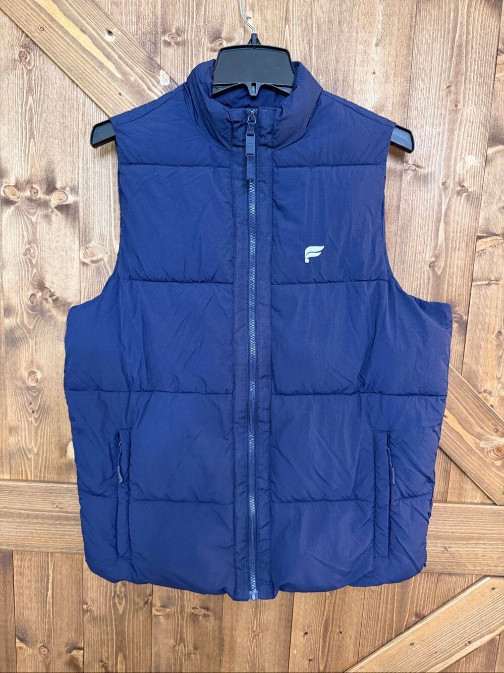 Fabletics Men’s Navy Blue Puffer Vest Full Zip Quilted Insulated Size Medium (93